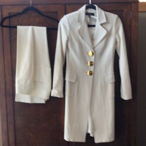 Winter white pants suit